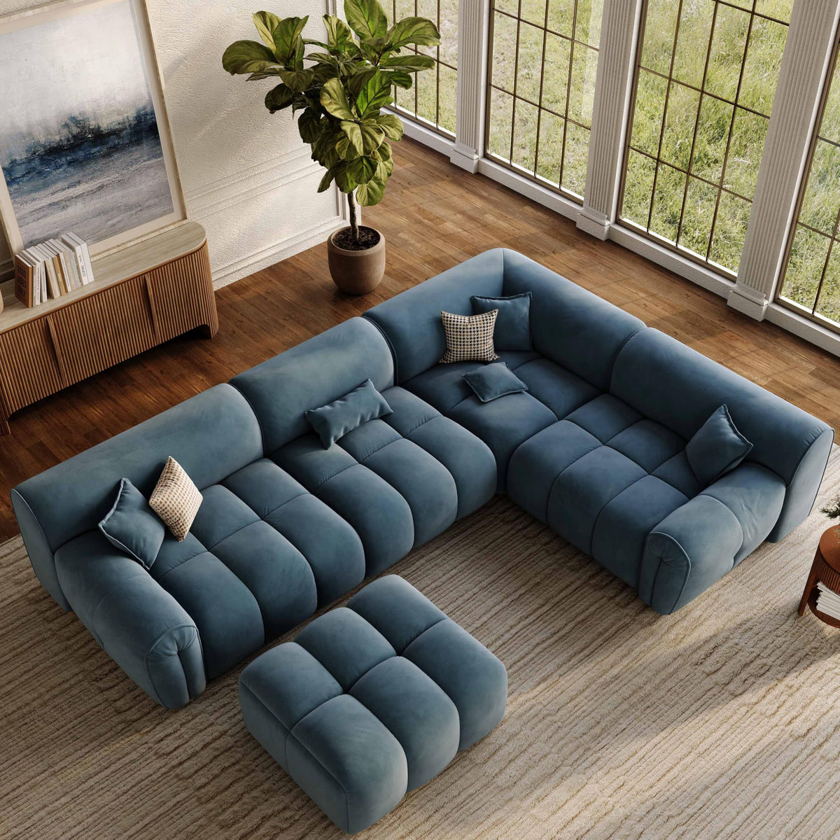 Oversized U-Shaped Sectional Sofa with Ottoman G377