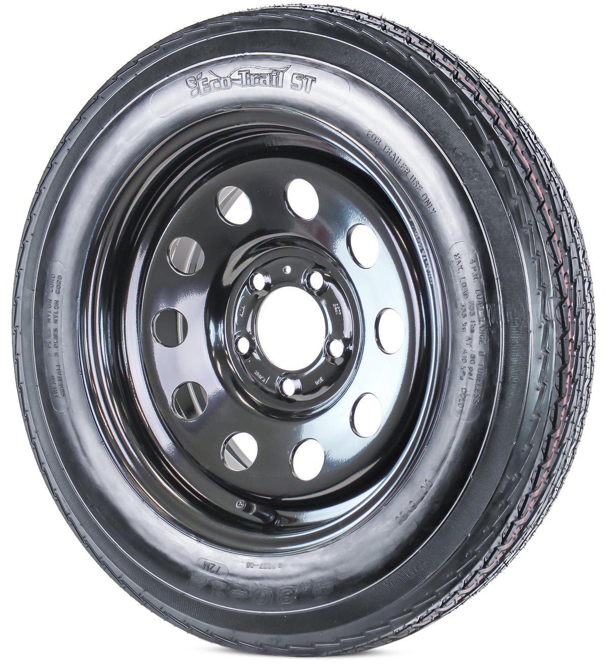 2-Pack Trailer Tire Rim Assembly 4.80-12 5 Lug Black V832